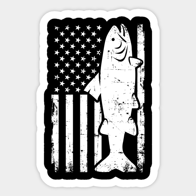 Trout USA flag Trout Sticker TeePublic